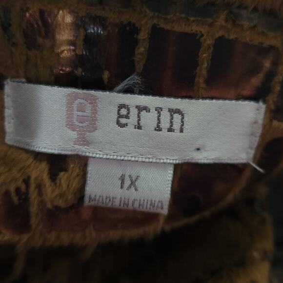 NEW Erin London Foiled Faux Fur Brown Vest Size 1X Zip Up Fall Winter - Picture 6 of 6